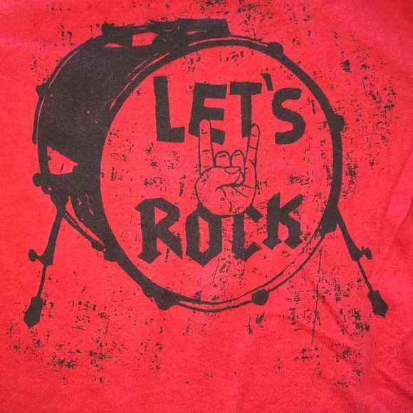 🔴 5/$25 SALE 🔴 Red & Black Lets Rock Graphic Tee - Picture 3 of 7